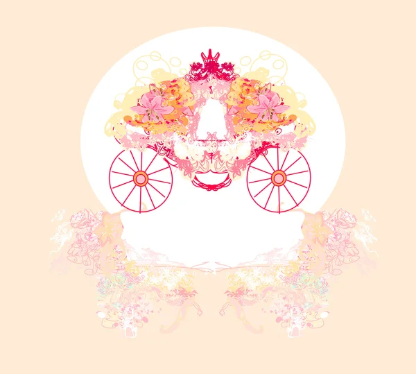 Vintage floral carriage invitation — стоковый вектор