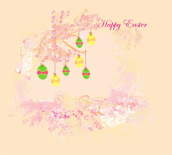 Huevo de Pascua sobre fondo floral — Vector de stock