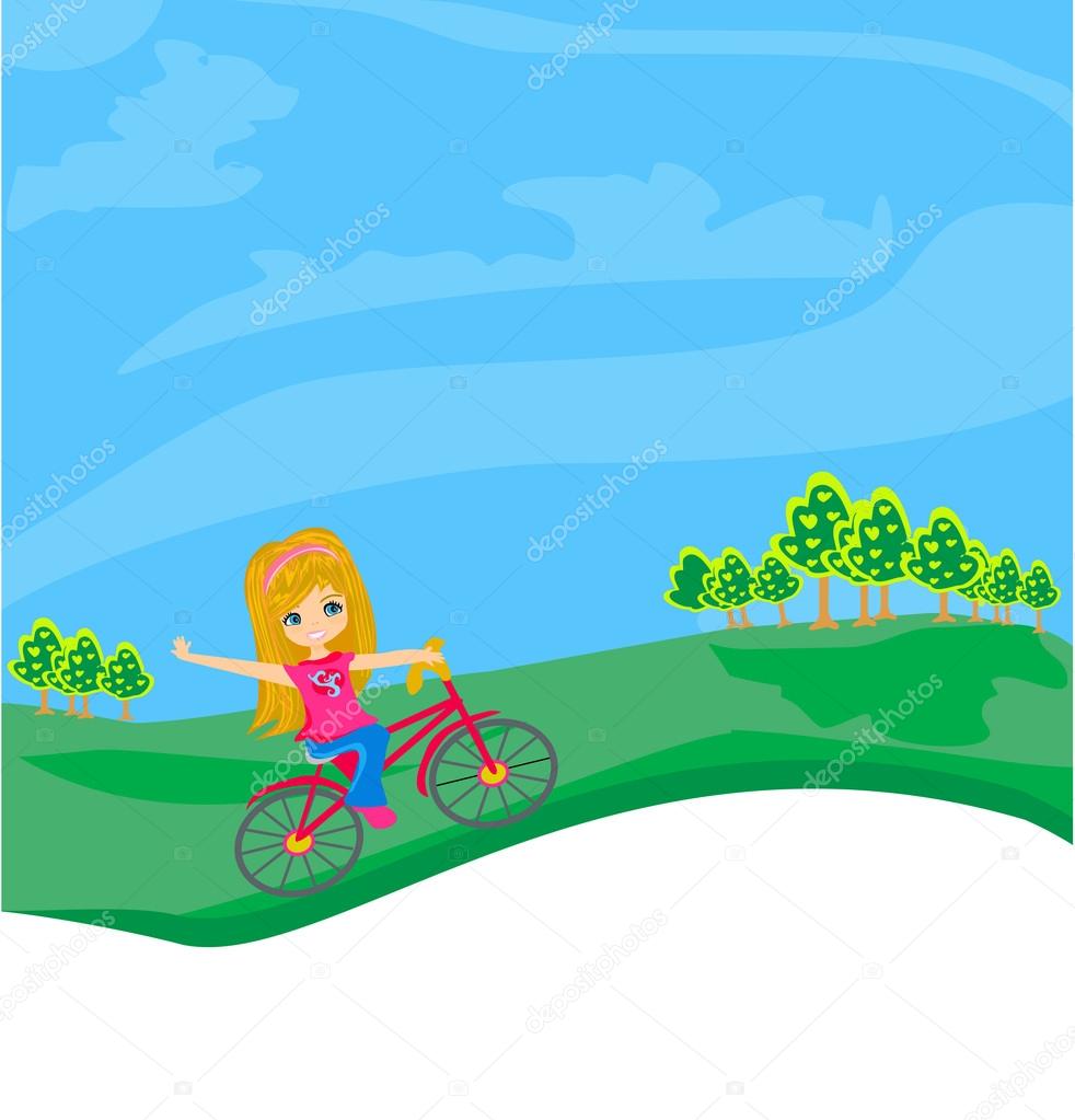 Anak Mengendarai Sepeda Stok Vektor