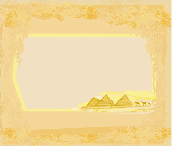 Viejo papel con pirámides giza — Vector de stock