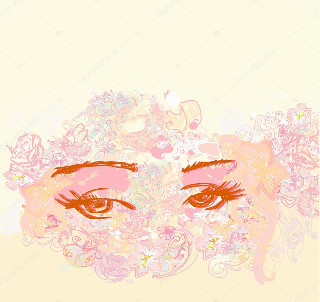 Abstract floral design of beautiful human eyes
