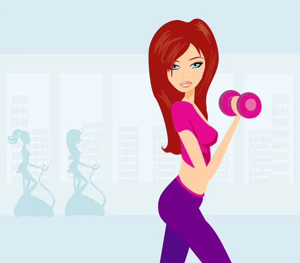 Women exercising in gym — Stock Vector