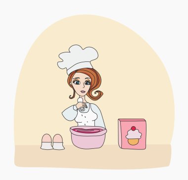 Ev hanımı lezzetli bir pasta pişirdi.