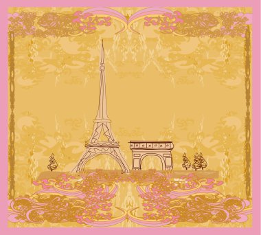 Eyfel Kulesi sanatsal geçmişi. Vektör illüstrasyonu.