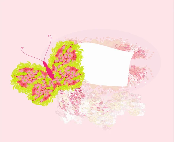 Cadre floral avec papillon — Image vectorielle
