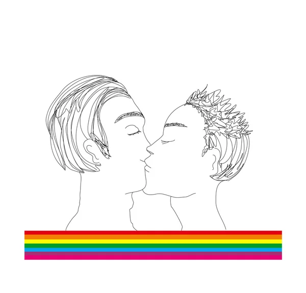 Two men kissing — Stock Vector