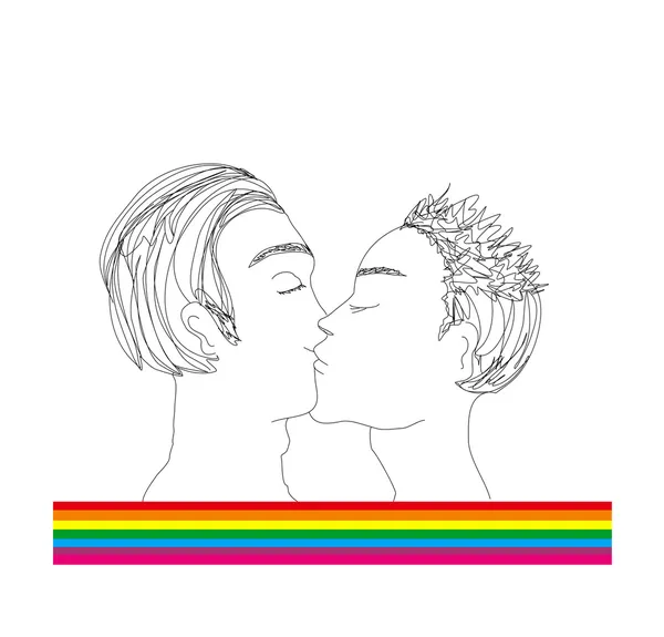 Two men kissing — Stock Vector