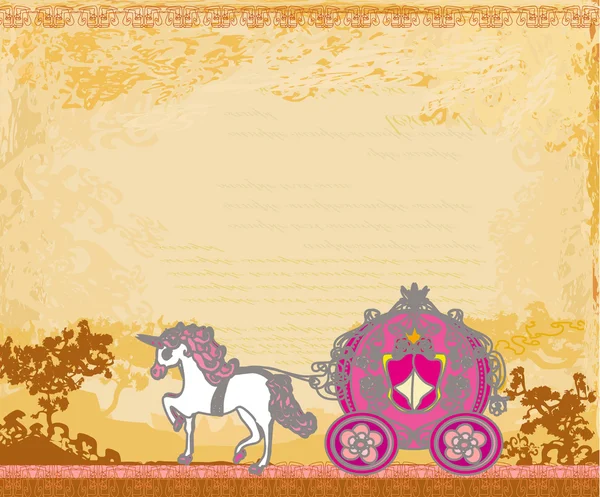 Königliche Kutsche mit Pferd im Grunge-Hintergrund — Stockvektor
