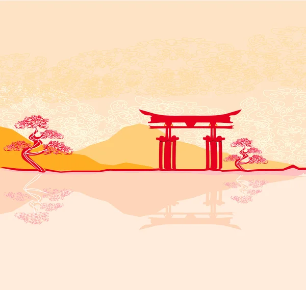 Miyajima poort bij Hiroshima — Stockvector