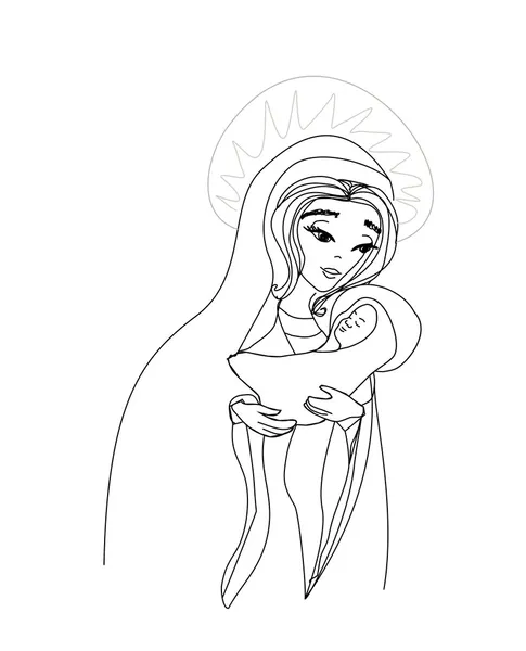 Virgen y Niño Jesús — Vector de stock