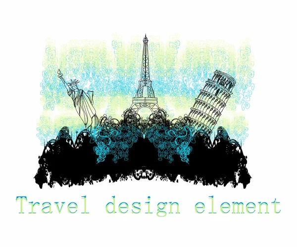 Reisedesign-Element mit verschiedenen Monumenten — Stockvektor