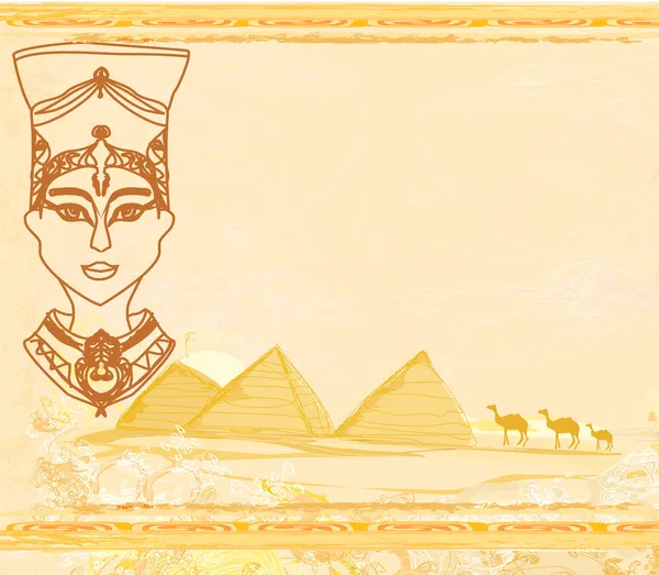 Viejo papel con reina egipcia — Vector de stock