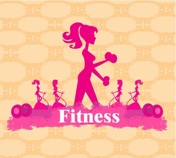 Abstract fitness girl training - poster background — Stock Vector