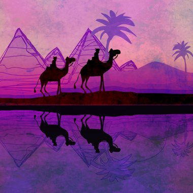 deve tren sahara crossing renkli gökyüzü karşı kontrast