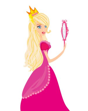 Genç, sarışın, elinde ayna olan prenses.