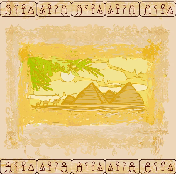 Vieux papier avec pyramides giza — Image vectorielle