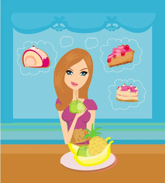 Diet eating temptation — Stock Vector