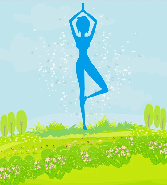 Woman in a traditional yoga pose vector illustration — Stock Vector