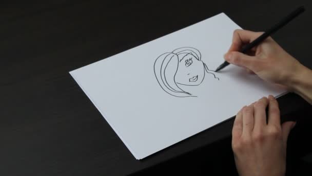 Desenho de um retrato — Vídeo de Stock