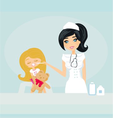 Doktor kıza check-up yapıyor.