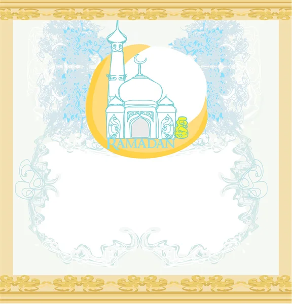 Artistieke patroon achtergrond met maan en moskee — Stockvector
