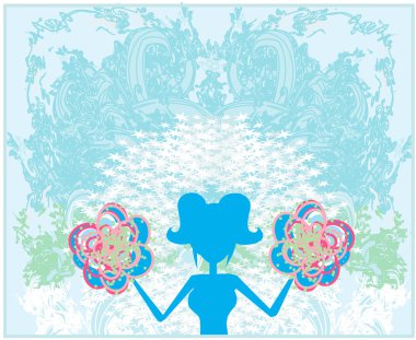 Abstract cheerleader girl poster clipart