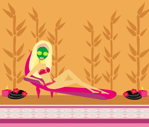 Jolie fille appréciant spa élégant — Image vectorielle