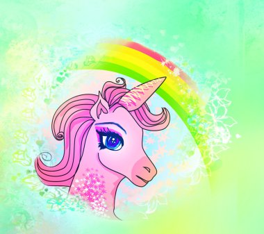 güzel pembe unicorn çizimi.
