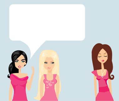 Envious two women gossip about their friend clipart