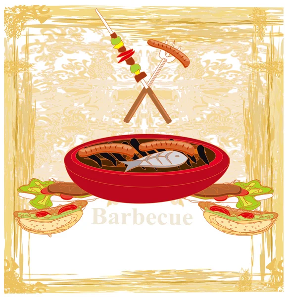 Vintage Barbecue Party Uitnodiging — Stockvector