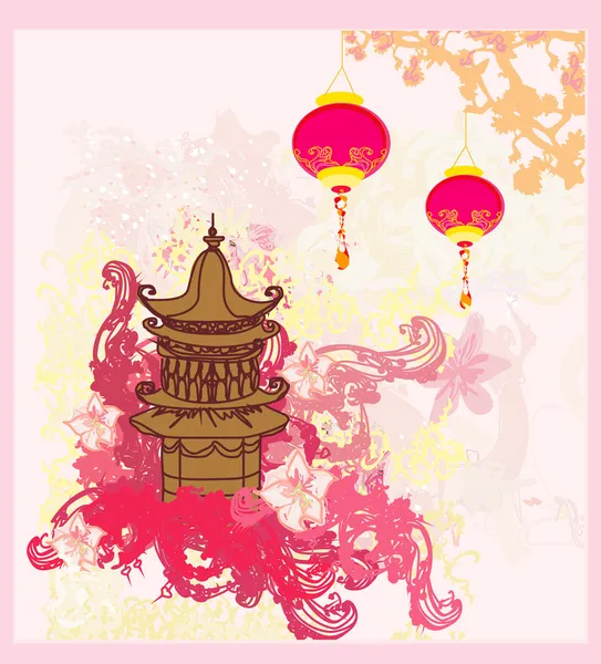 Decoratieve Chinese landschapskaart — Stockvector