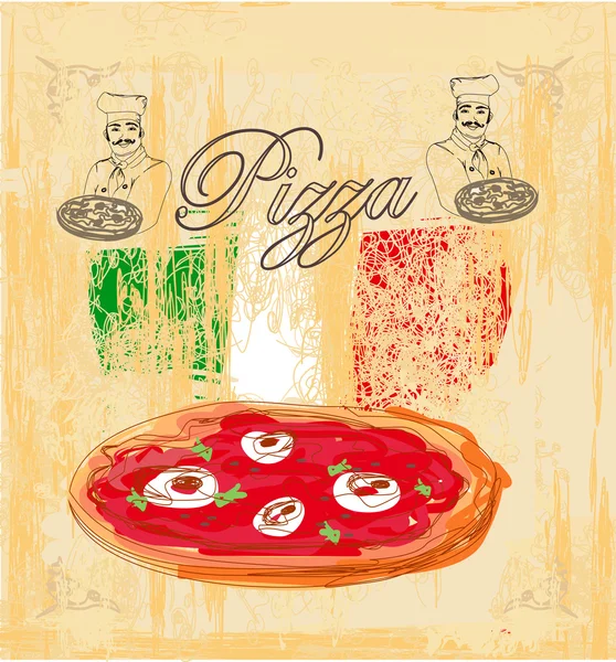 Pizza grunge poster — Stock Vector
