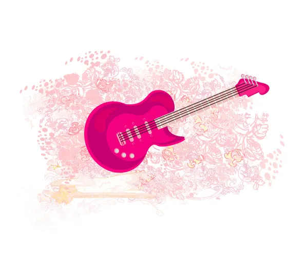 Imagen vectorial de la guitarra rosa - fondo abstracto — Archivo Imágenes Vectoriales