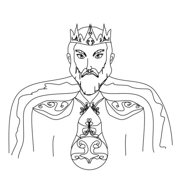 Kungen på vit bakgrund, handritad illustration — Stock vektor