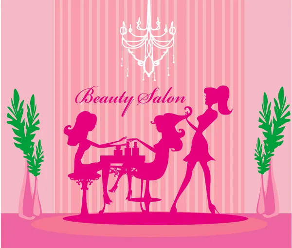 Wektor ilustracji pięknej kobiety w salonie piękności — Wektor stockowy