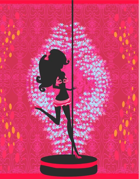 Silhouette of a pole dancer — Stock Vector