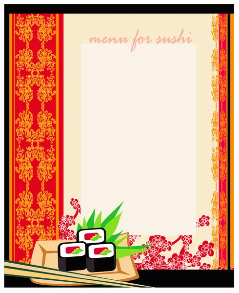 Menú de sushi con cereza — Vector de stock