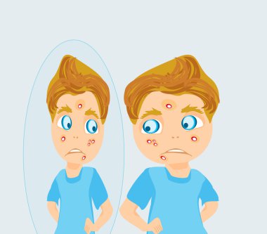 boy in puberty with acne clipart