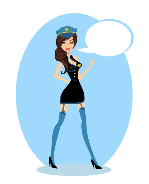 Pin-up fille portant un uniforme de flic — Image vectorielle