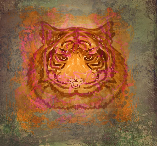 Vintage paper background with tiger — Stock Photo, Image