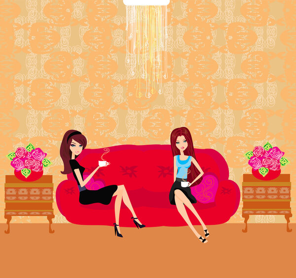 cute pretty girls in coffee break