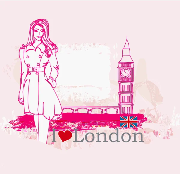 Belle femme à Londres — Image vectorielle