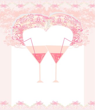 Kokteyl ile soyut çerçeve tasarımı. vektör illüstrasyonu