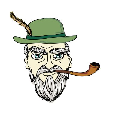 Yaşlı adam pipo içiyor.