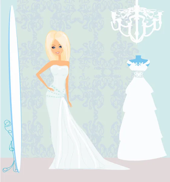 Novia en el salón en vestido de novia — Archivo Imágenes Vectoriales