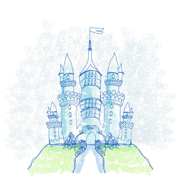 Doodle Sketchy Castle Vector Illustration — Stock Vector