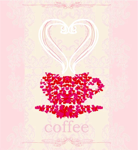 Векторная чашка кофе из сердец — стоковый вектор