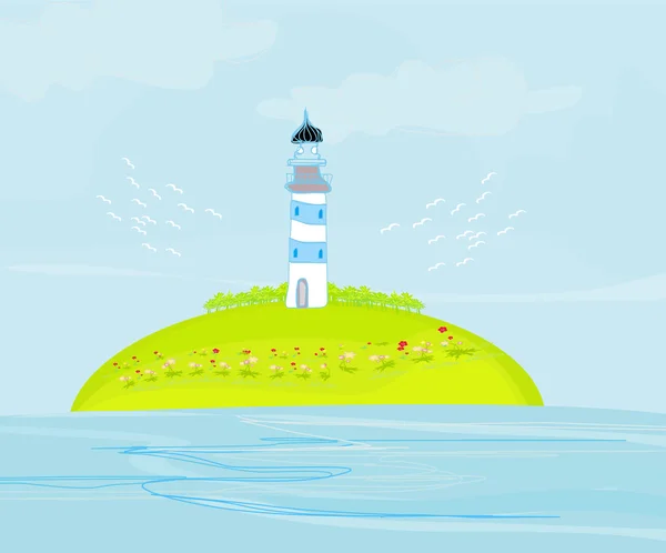 岛上的灯塔 — 图库矢量图片