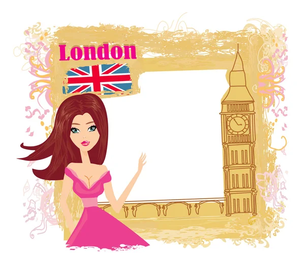 Beautiful woman in London — Stock Vector