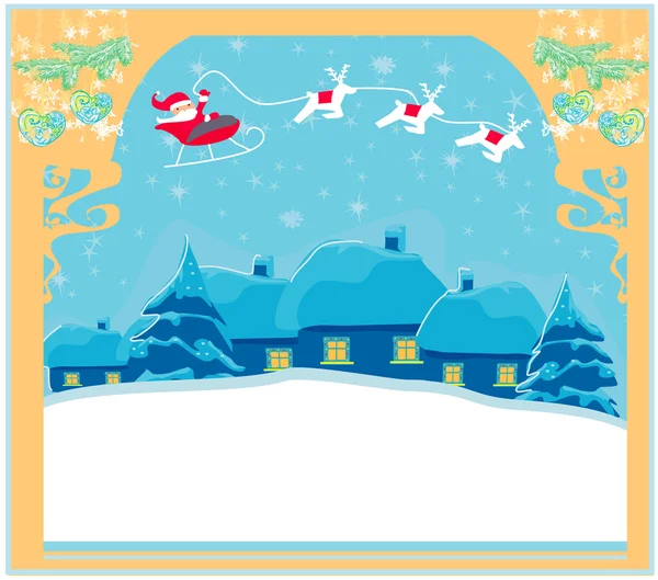 Santa and winter landscape — Stock Vector